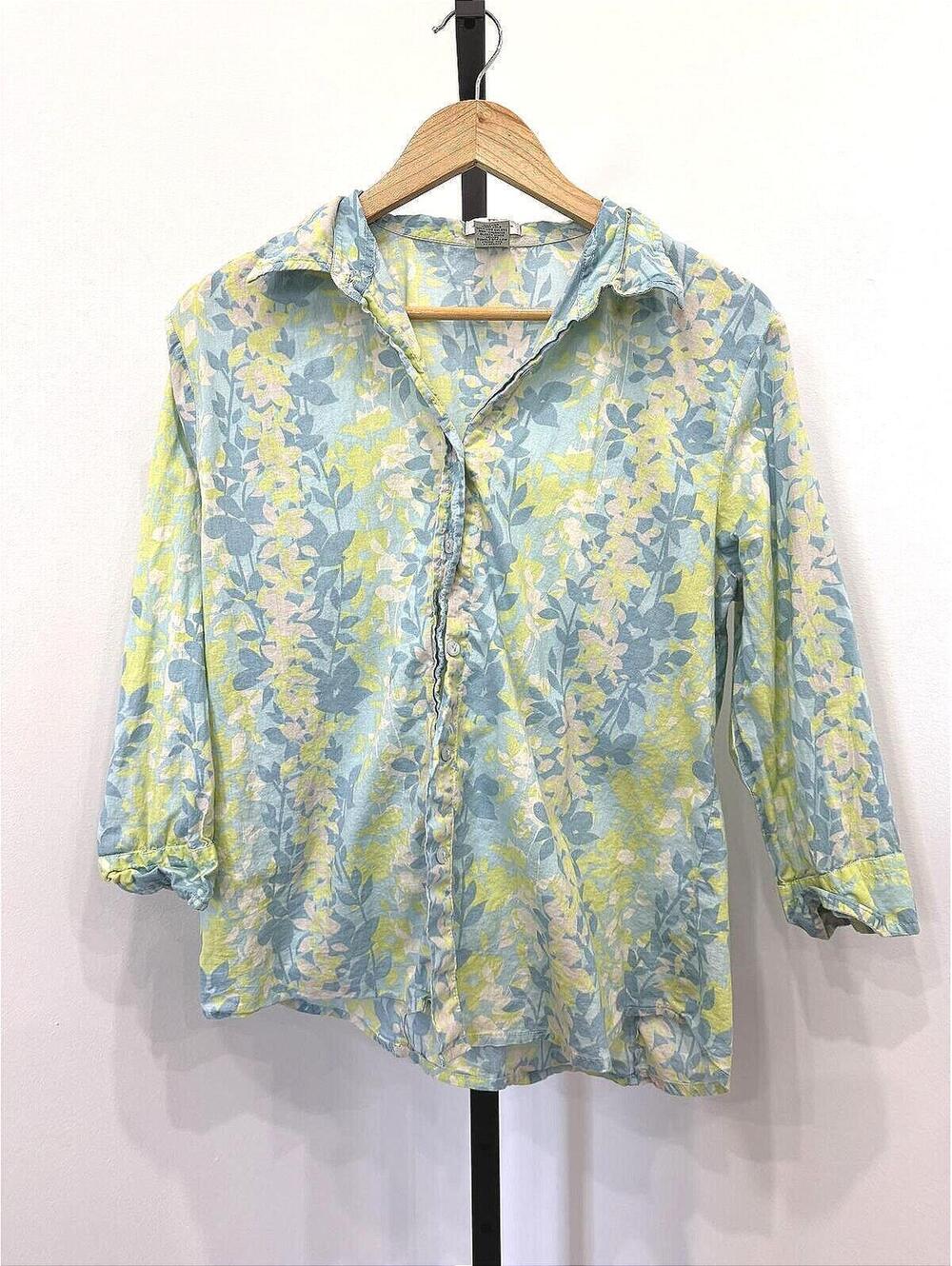 Jenny Buchanan Floral Cotton Button-Up Shirt Medium